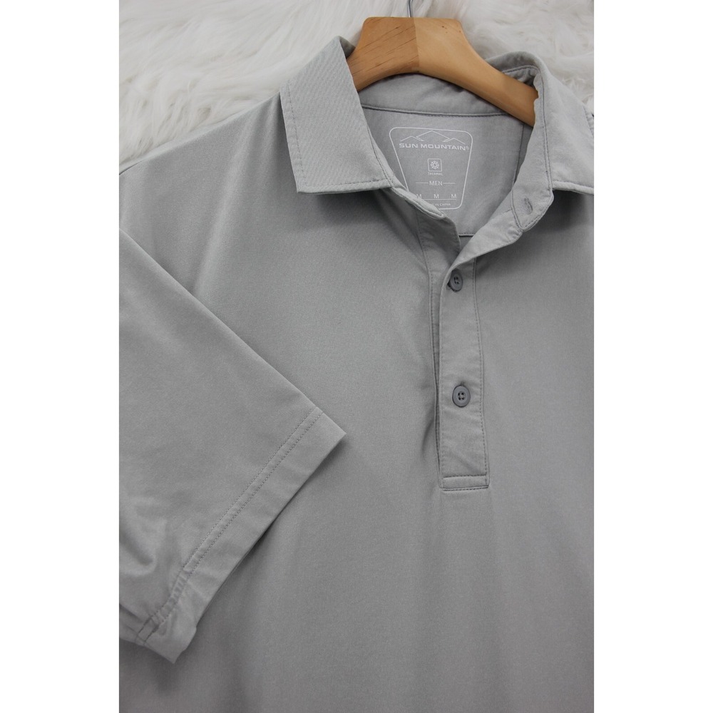 SUN MOUNTAIN HIKING GOLF POLO SHIRT MEN'S M GRAY SHORT SLEEVE THERMAL #1631